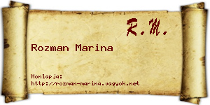 Rozman Marina névjegykártya